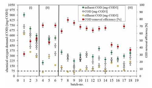 厌氧消化工艺段COD处理效果